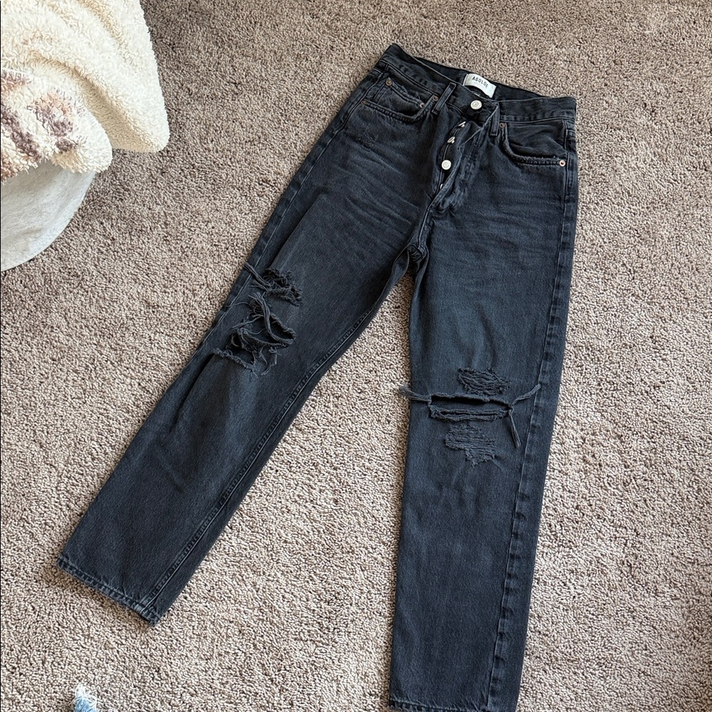 Agolde Black Straight Leg Jeans